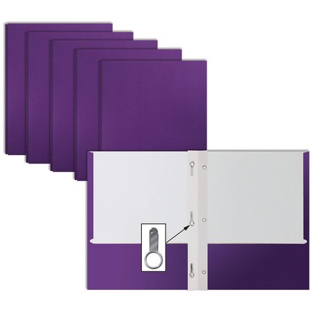 BETTER OFFICE PRODUCTS 2 Pocket Paper Folders Portfolio W/Prongs, Matte Texture, Letter Size, Purple, 50PK 84214